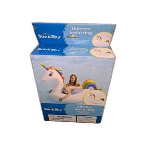 Giant Unicorn Pool Float 46" Inflatable Swim Ring Tube Sun & Sky Summer Beach